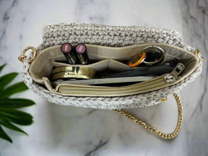 Crochet White Handbag | Knitted in Madinah