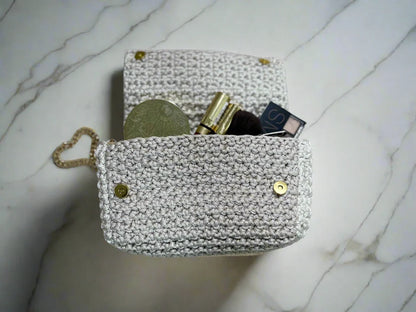 Crochet White Handbag | Knitted in Madinah