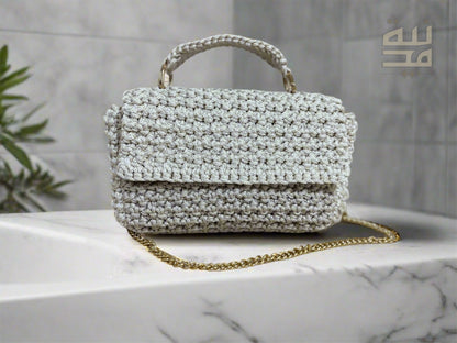 Crochet White Handbag | Knitted in Madinah